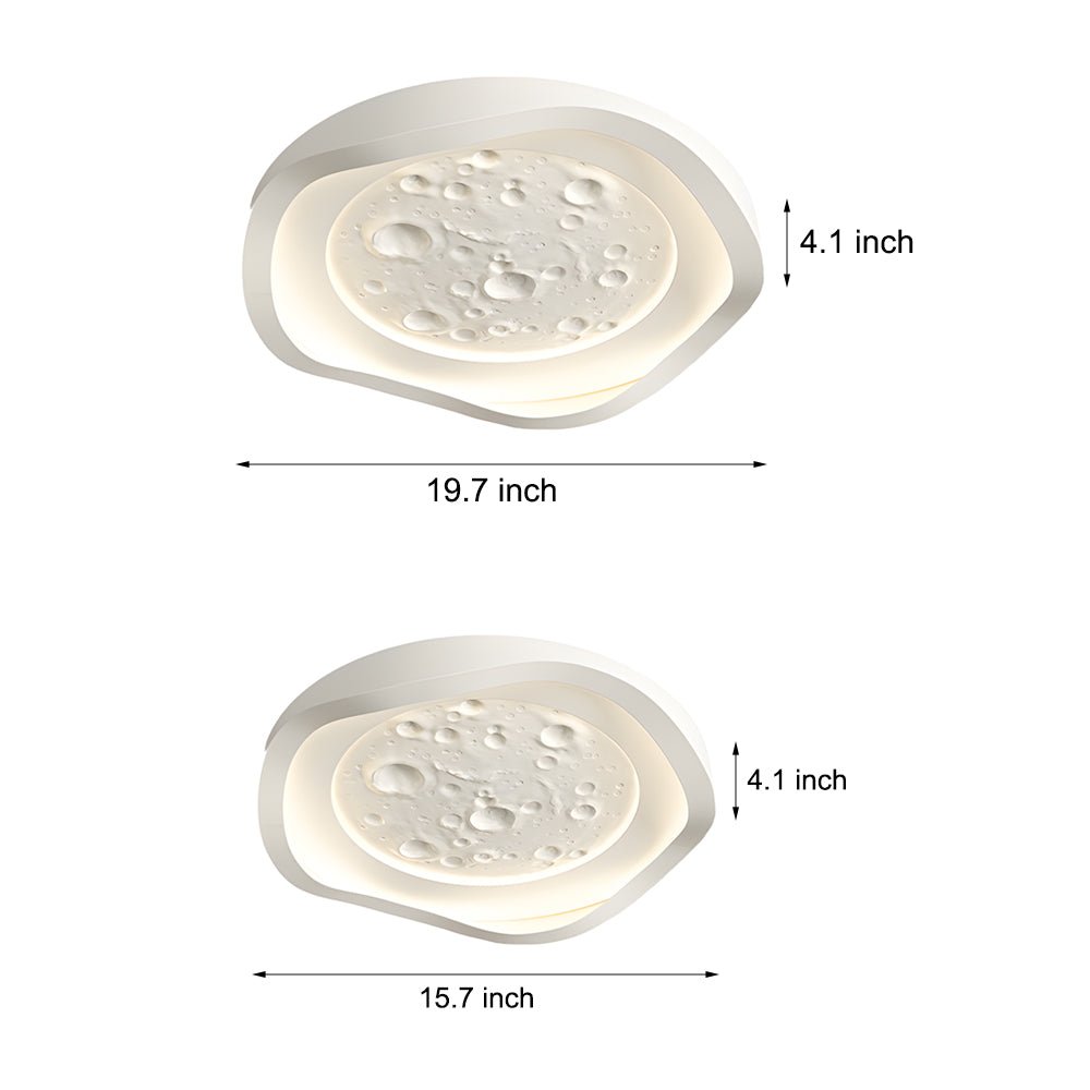 White Resin Lunar LED Flush Mount Wave Ceiling Light