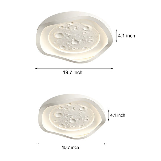 White Resin Lunar LED Flush Mount Wave Ceiling Light