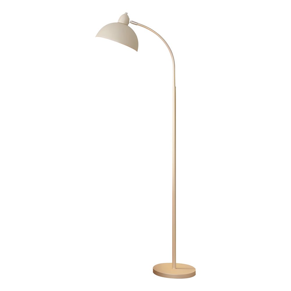 White Chrome Arc Floor Lamp with Dome Shade