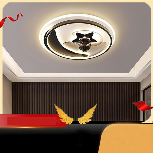 Multi-Circle Dimmable LED Electroplated Flush Mount Ceiling Fan Light