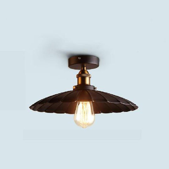 Circular Teardrop Industrial LED Semi-Flush Mount Ceiling Light