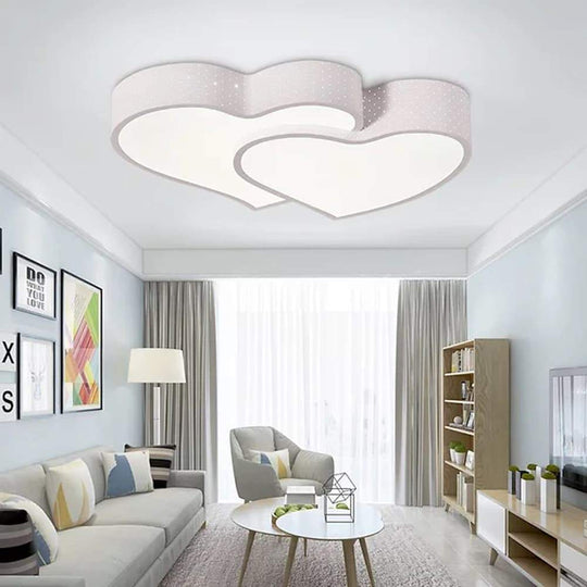 Heart Shaped Painted Metal Flush Mount Ceiling Light with Dimmable Ambient LED Light
