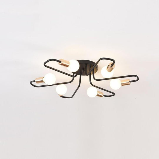 Linear Metal Flower Shaped LED Modern Flush Mount Ceiling Light