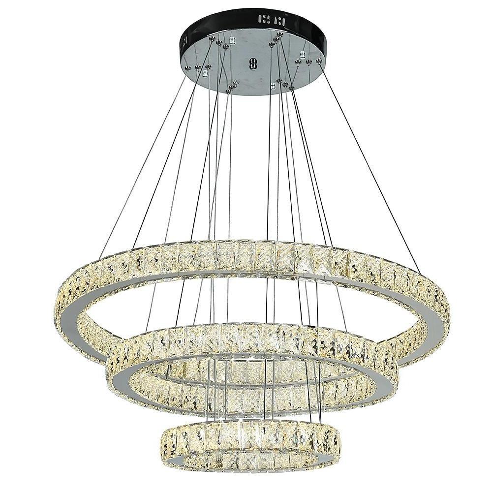 Modern 3-Tier Circles Suspended Crystal LED Chandelier