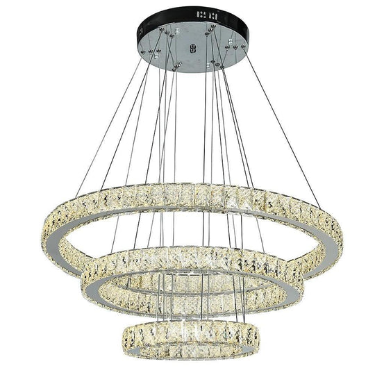 Modern 3-Tier Circles Suspended Crystal LED Chandelier