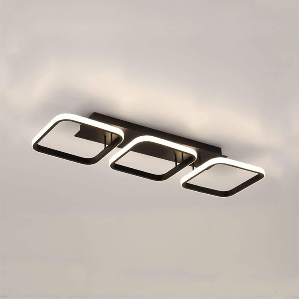 3-Square LED Modern Black Ceiling Light