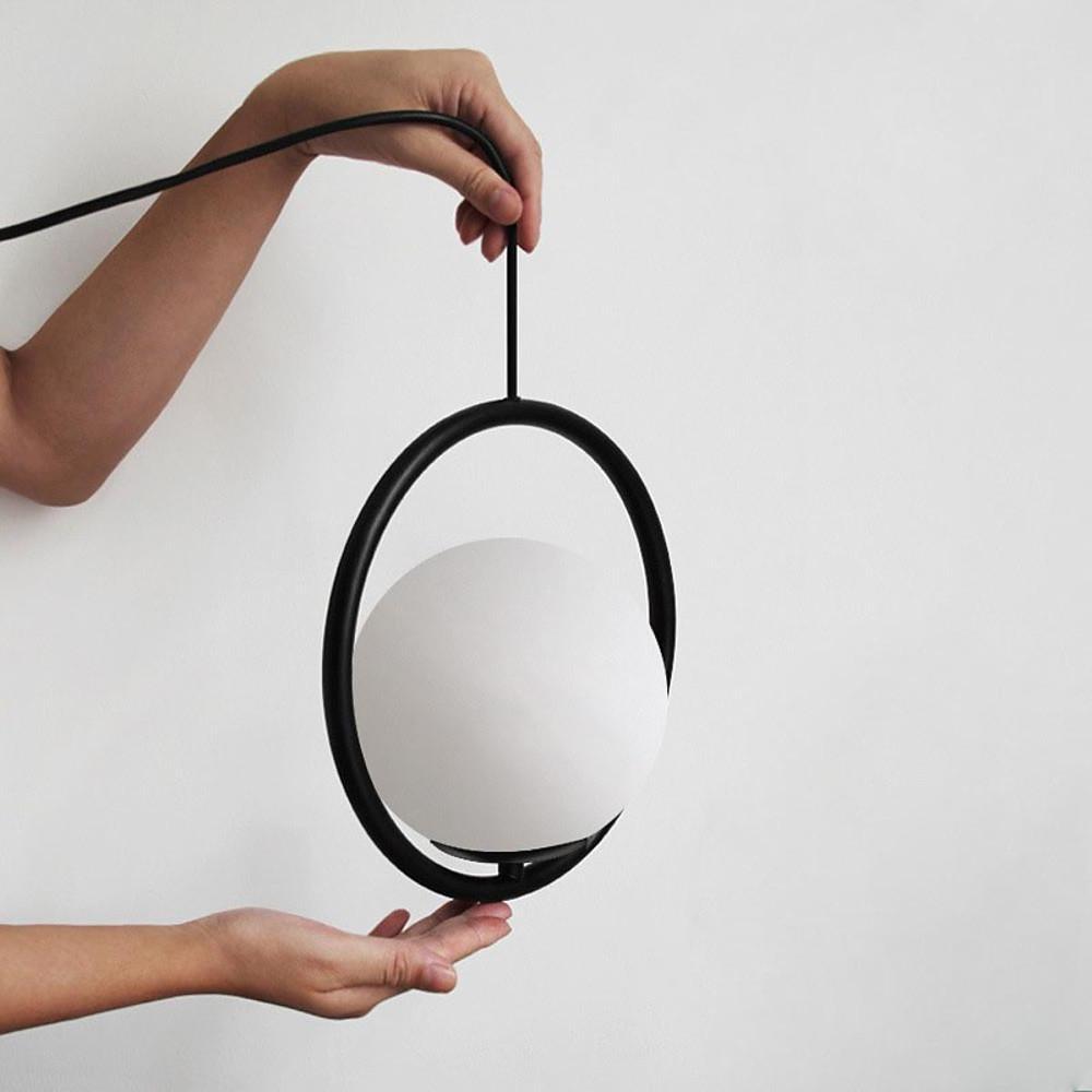 Modern Metal Circle Glass Globe Pendant Ceiling Light