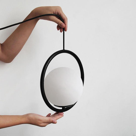 Modern Metal Circle Glass Globe Pendant Ceiling Light