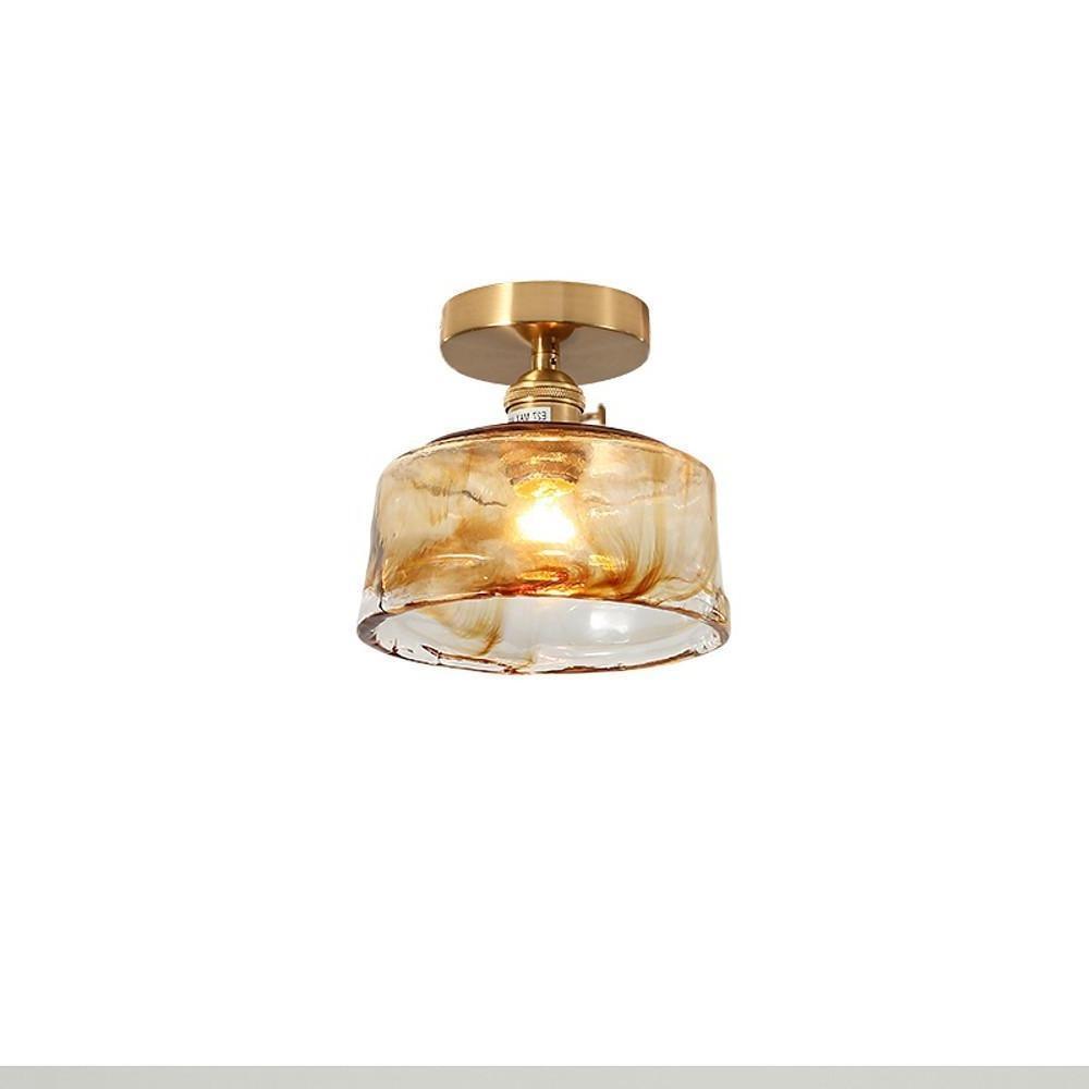 Creative Glass Lantern LED Electroplated Nordic Semi Flush Mount Ceiling Light
