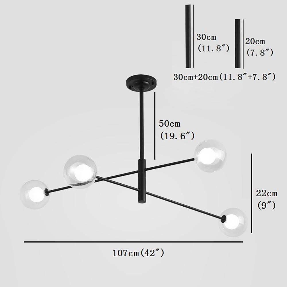 4 Light Glass LED Linear Design Modern Sputnik Chandelier