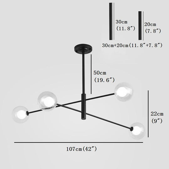 4 Light Glass LED Linear Design Modern Sputnik Chandelier