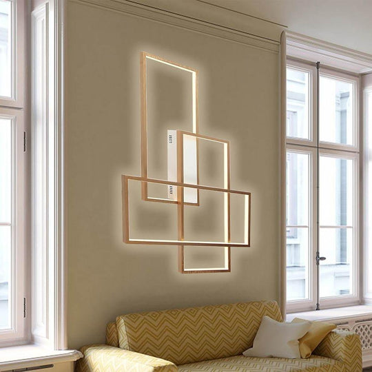 Rectangular Hybrid Modern Flush Mount LED Ceiling Light – 3-Tier Contemporary Design
