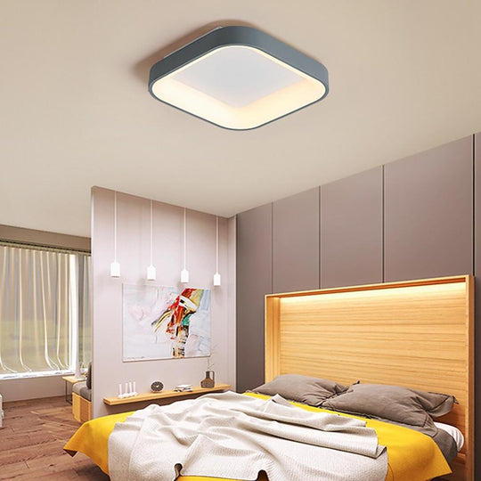 Square Shaped Modern LED Flush Mount Ceiling Light – Bedroom