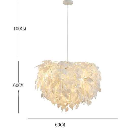 Modern Scandinavian Fabric Pendant Light – White & Gold, LED, Dimmable, 24"