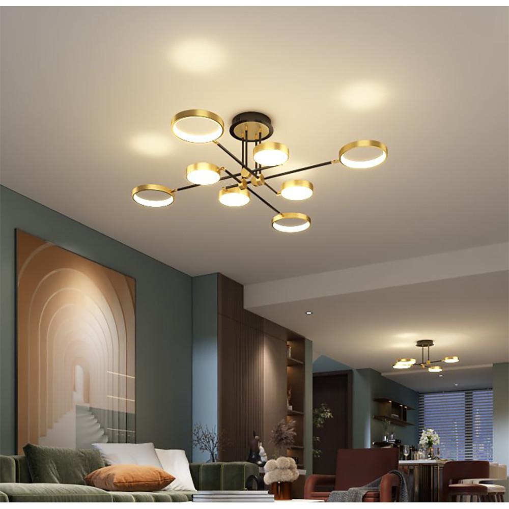 Circular 8-Light Design LED Nordic Flush Mount Ceiling Light Chandeliers