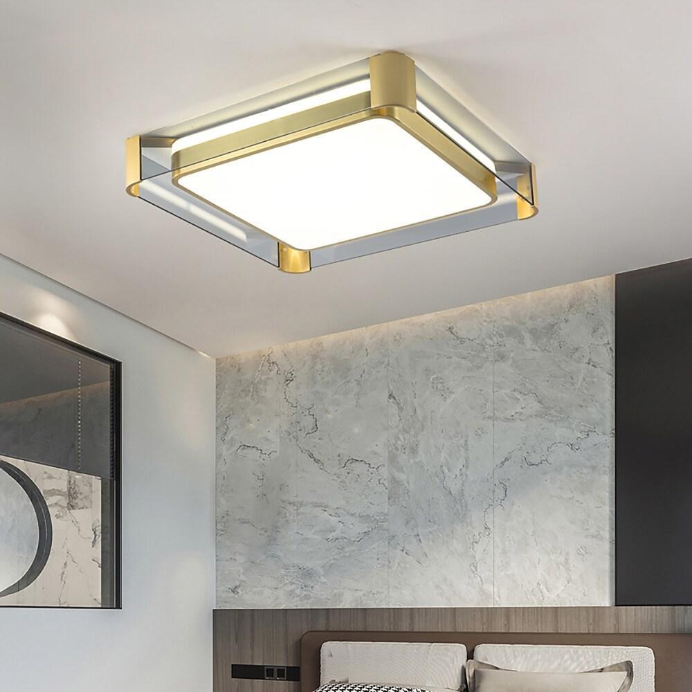 Circular Glass Copper LED Nordic Flush Mount Ceiling Light