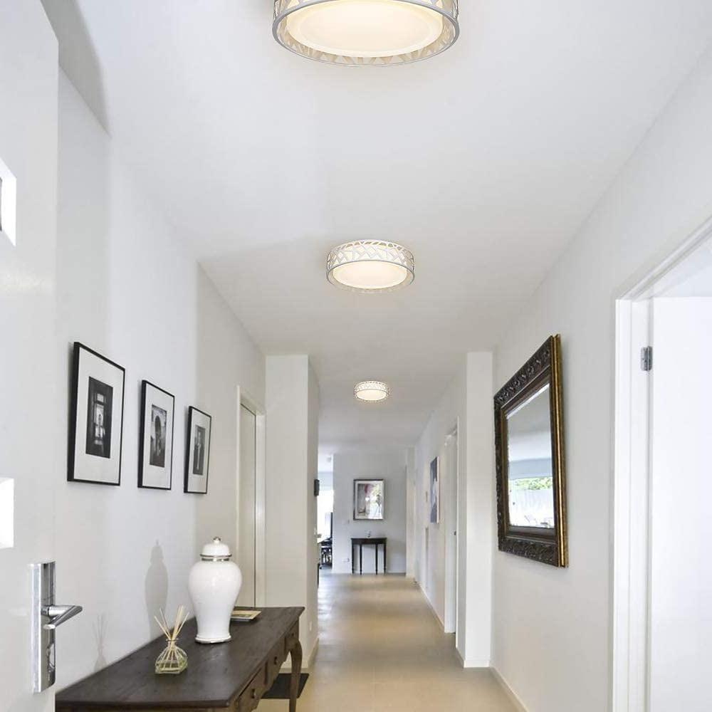 Round Metal Traditional Drum Flush Mount LED Ceiling Light