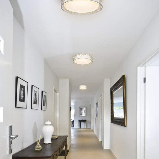 Round Metal Traditional Drum Flush Mount LED Ceiling Light