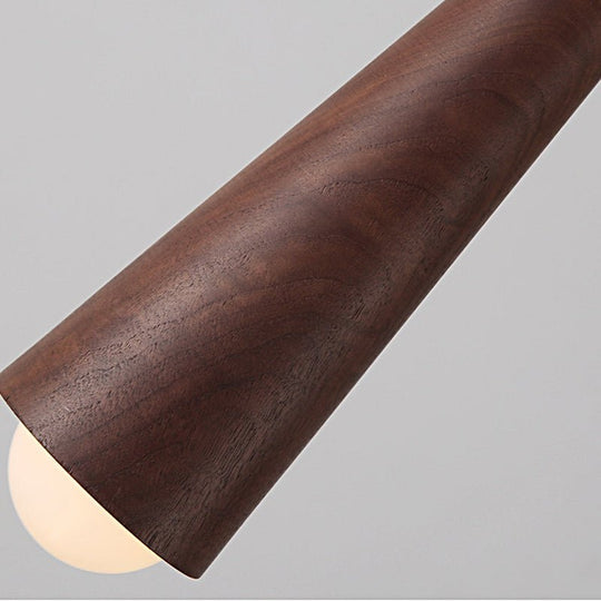 Wood Cone Copper LED Pendant Light – 3-Step Dimming