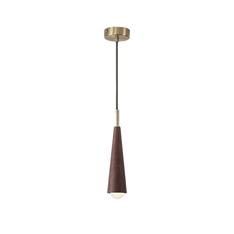 Wood Cone Copper LED Pendant Light – 3-Step Dimming