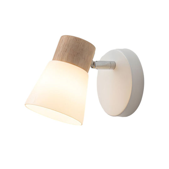 Wood Glass Cone Rotatable Light Wall Sconce – Nordic Style