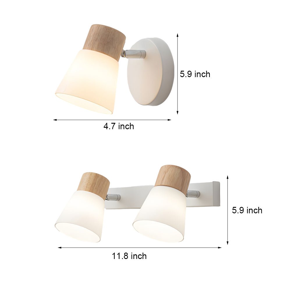 Wood Glass Cone Rotatable Light Wall Sconce – Nordic Style