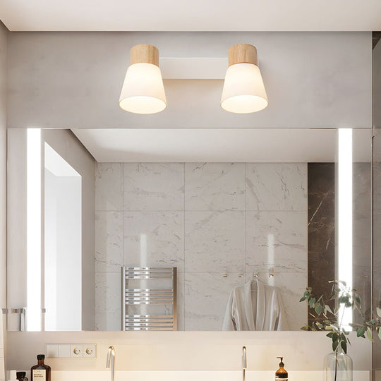 Wood Glass Cone Rotatable Light Wall Sconce – Nordic Style