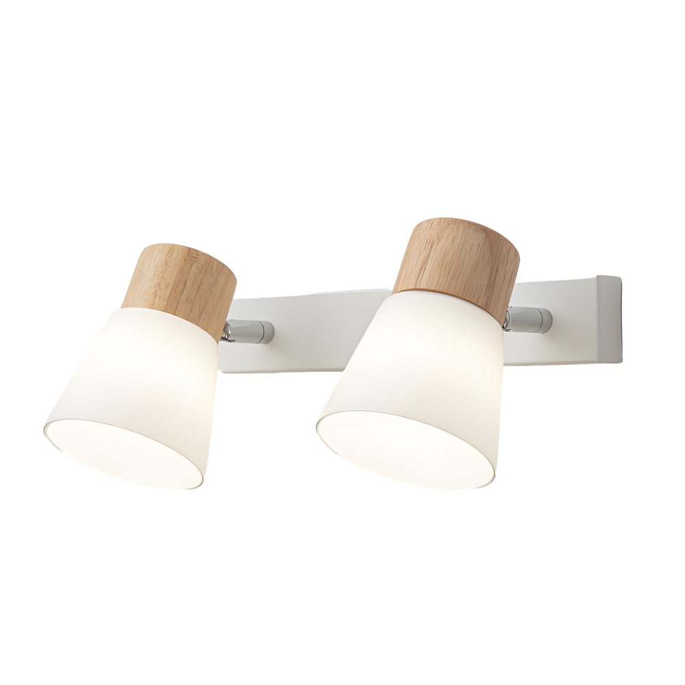 Wood Glass Cone Rotatable Light Wall Sconce – Nordic Style