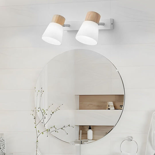Wood Glass Cone Rotatable Light Wall Sconce – Nordic Style