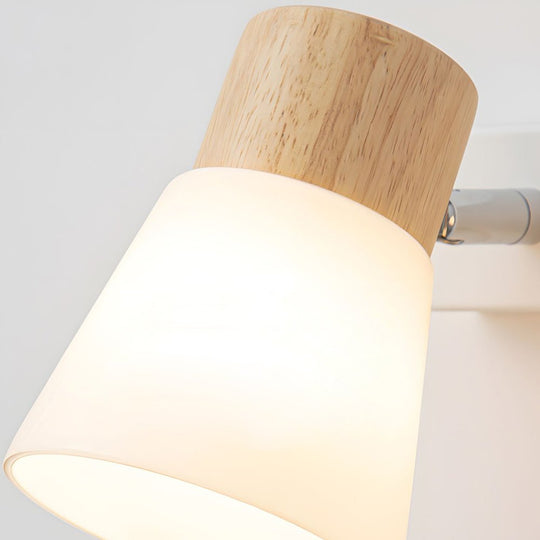 Wood Glass Cone Rotatable Light Wall Sconce – Nordic Style