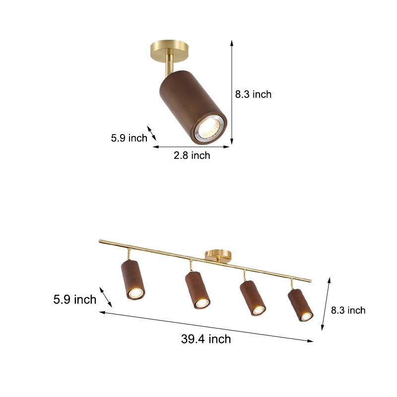Wooden Adjustable Linear Track Ceiling Light LED Rotating Spotlights