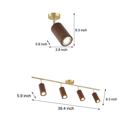 Wooden Adjustable Linear Track Ceiling Light LED Rotating Spotlights