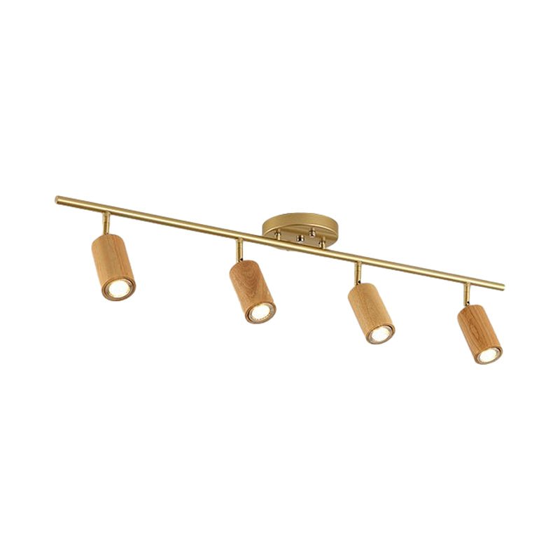 Wooden Adjustable Linear Track Ceiling Light LED Rotating Spotlights