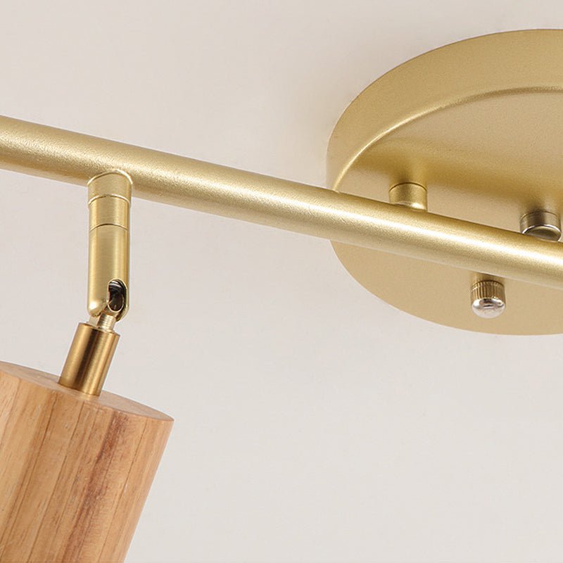 Wooden Adjustable Linear Track Ceiling Light LED Rotating Spotlights