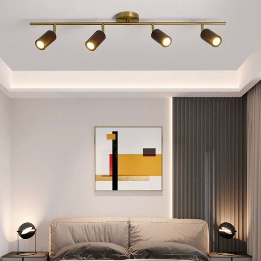 Wooden Adjustable Linear Track Ceiling Light LED Rotating Spotlights