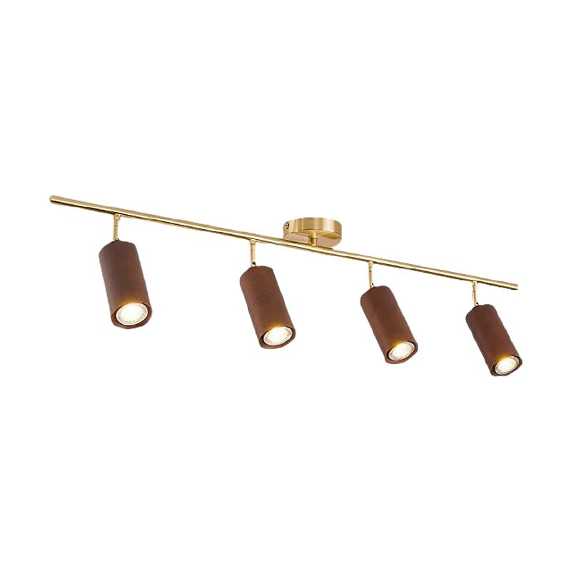 Wooden Adjustable Linear Track Ceiling Light LED Rotating Spotlights