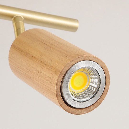 Wooden Adjustable Linear Track Ceiling Light LED Rotating Spotlights