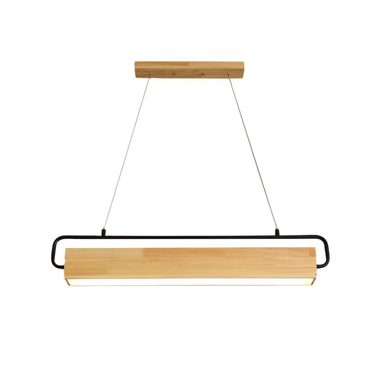 Wooden LED Dining Pendant Light – Rectangle