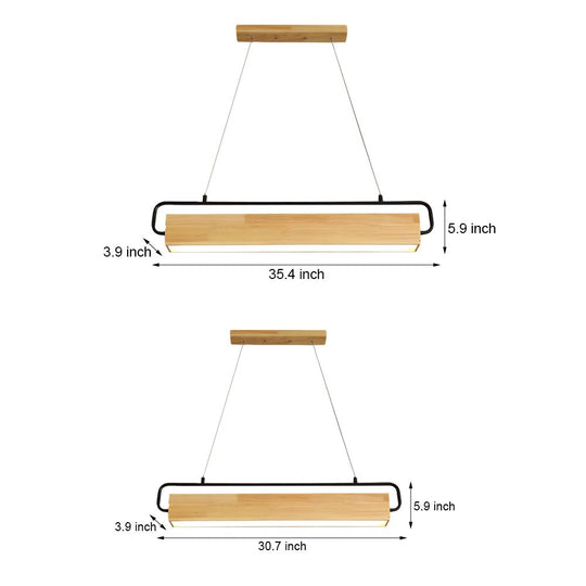 Wooden LED Dining Pendant Light – Rectangle