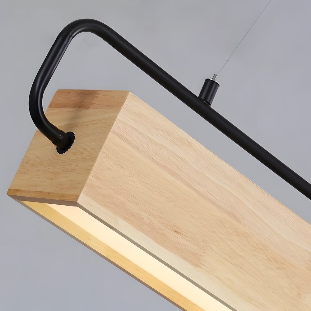 Wooden LED Dining Pendant Light – Rectangle