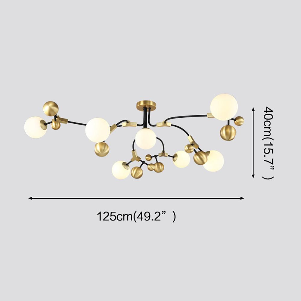 Gold Sputnik 7-Light LED Chandelier with Glass Shades