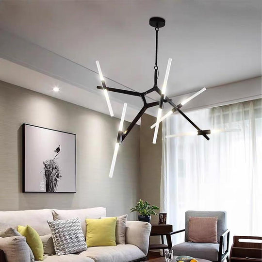 Industrial Sputnik 10-Light LED Chandelier – Black & Gold