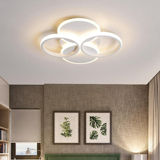 4-Circle Modern LED Flush Mount Ceiling Light – Geometric Design