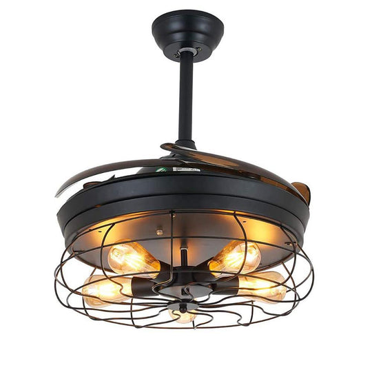 Farmhouse Style 3 Blade Retractable Ceiling Fan with LED Light
