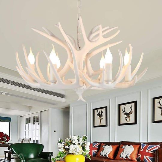 Vintage White Antler LED Chandelier – 4 / 6 / 8 Lights