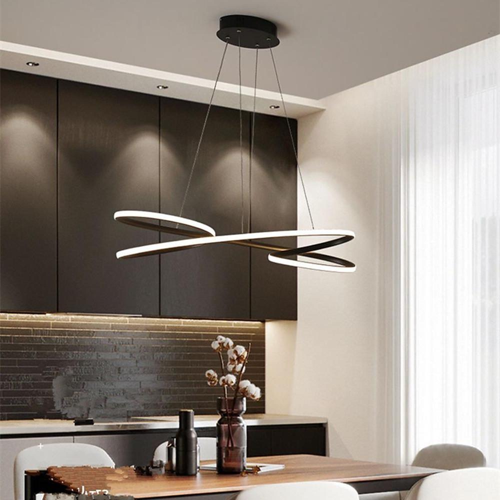 Vintage LED Ribbon Twist Chandelier – Round Wave Shaped Design