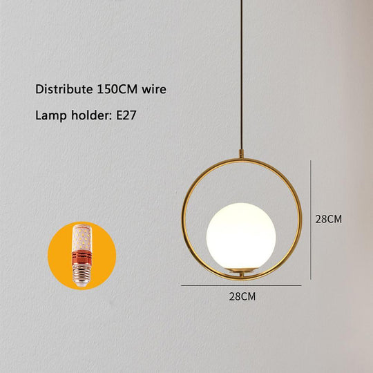 Opal Glass Ball Ring Pendant Light