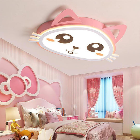 Kitten Bedroom Flush Mount LED Kids Ceiling Light