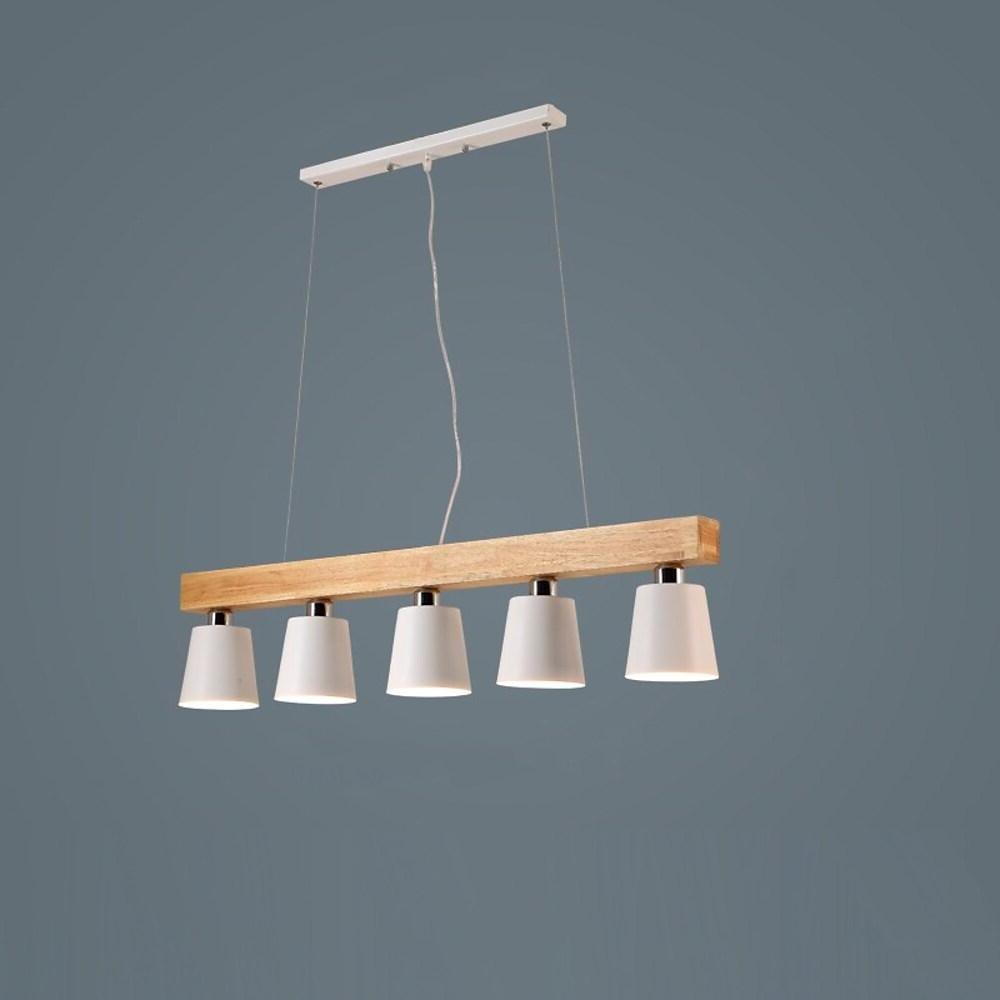 Row of Lights Farmhouse Pendant Light Metal & Wood Pendant Lighting