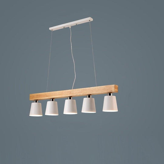 Row of Lights Farmhouse Pendant Light Metal & Wood Pendant Lighting